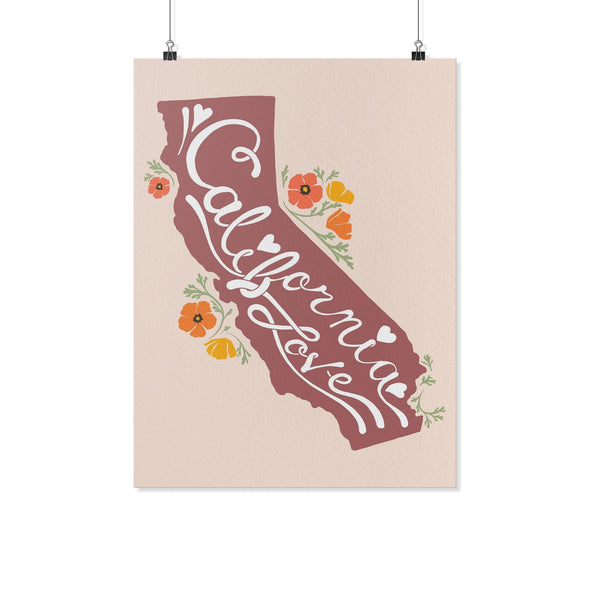 CA State with Poppies Champagne Poster-CA LIMITED