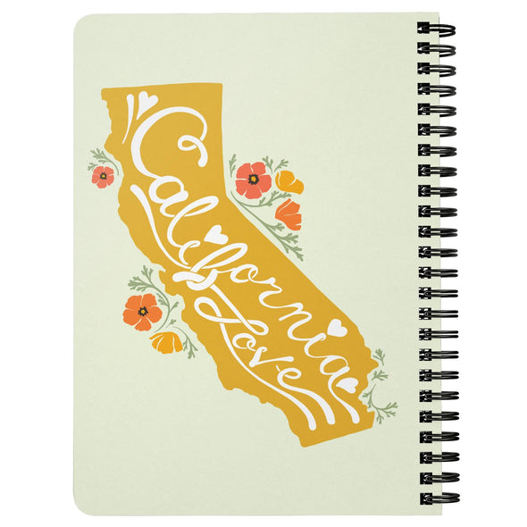 CA State with Poppies Light Green Spiral Notebook-CA LIMITED