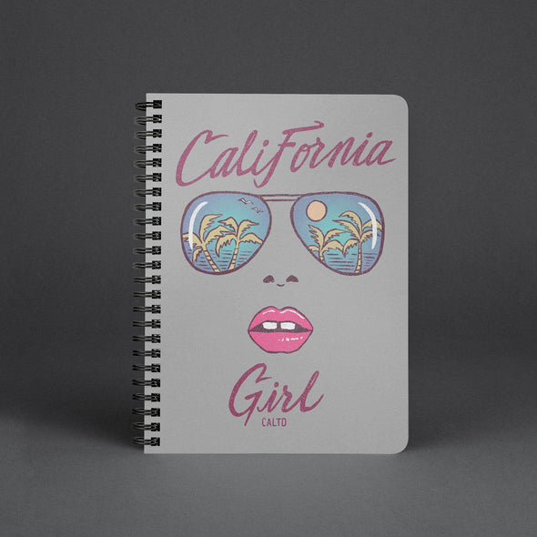 California Girl Glasses Grey Spiral Notebook-CA LIMITED