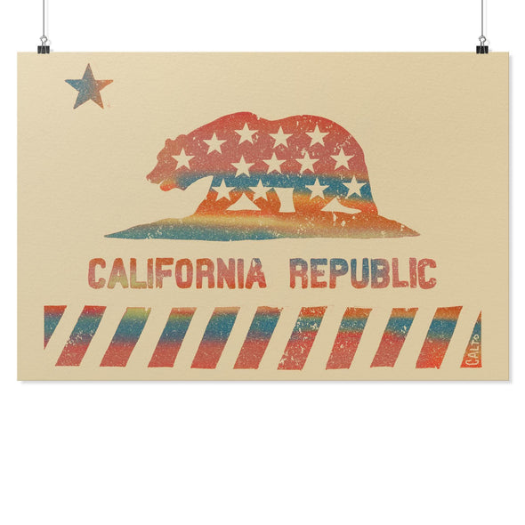 California Star Flag Cream Poster-CA LIMITED