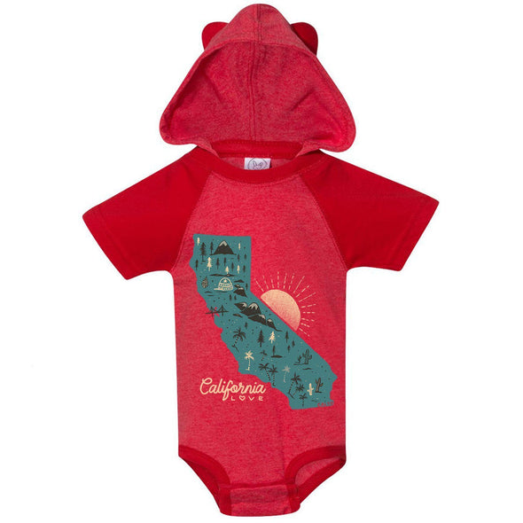 Map CA Love Hooded Baby Onesie-CA LIMITED