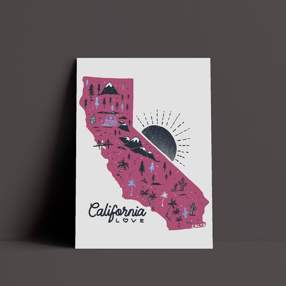 Map Ca Love Grey Poster-CA LIMITED