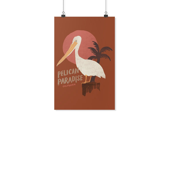 Pelican Paradise Burnt Orange Poster-CA LIMITED