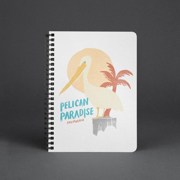 Pelican Paradise White Spiral Notebook-CA LIMITED