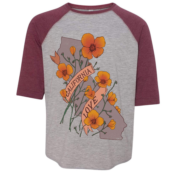 Poppies CA Love Youth Baseball Tee-CA LIMITED