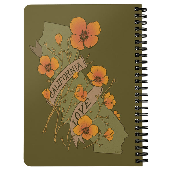 Poppy CA Love Olive Spiral Notebook-CA LIMITED