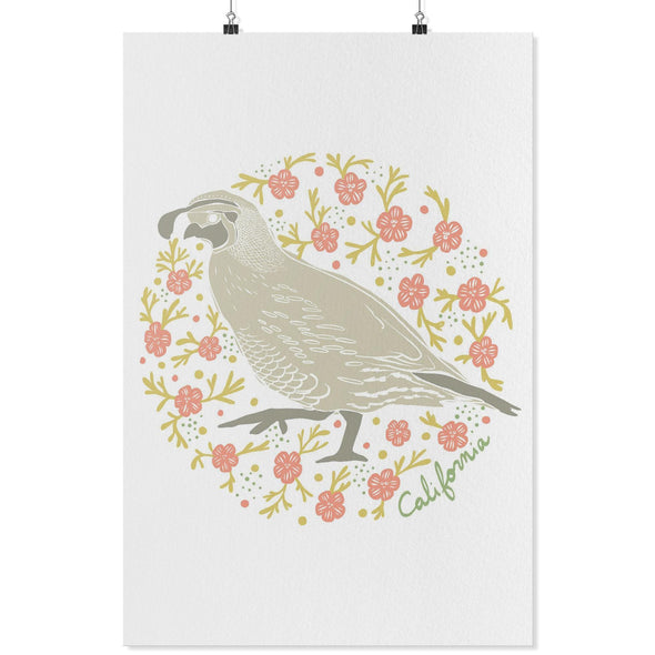 Poppy Quail White Poster-CA LIMITED