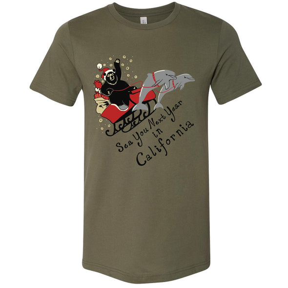 Santa Bear Unisex Military Green Tee-CA LIMITED