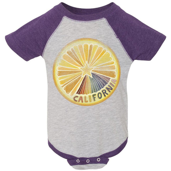 Starburst Orange Baseball Baby Onesie-CA LIMITED